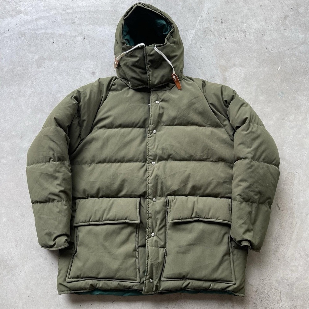 Vintage‎ Alpine Design Jacket Mens XL Green Goose Down Parka Hooded Ski USA 70s
